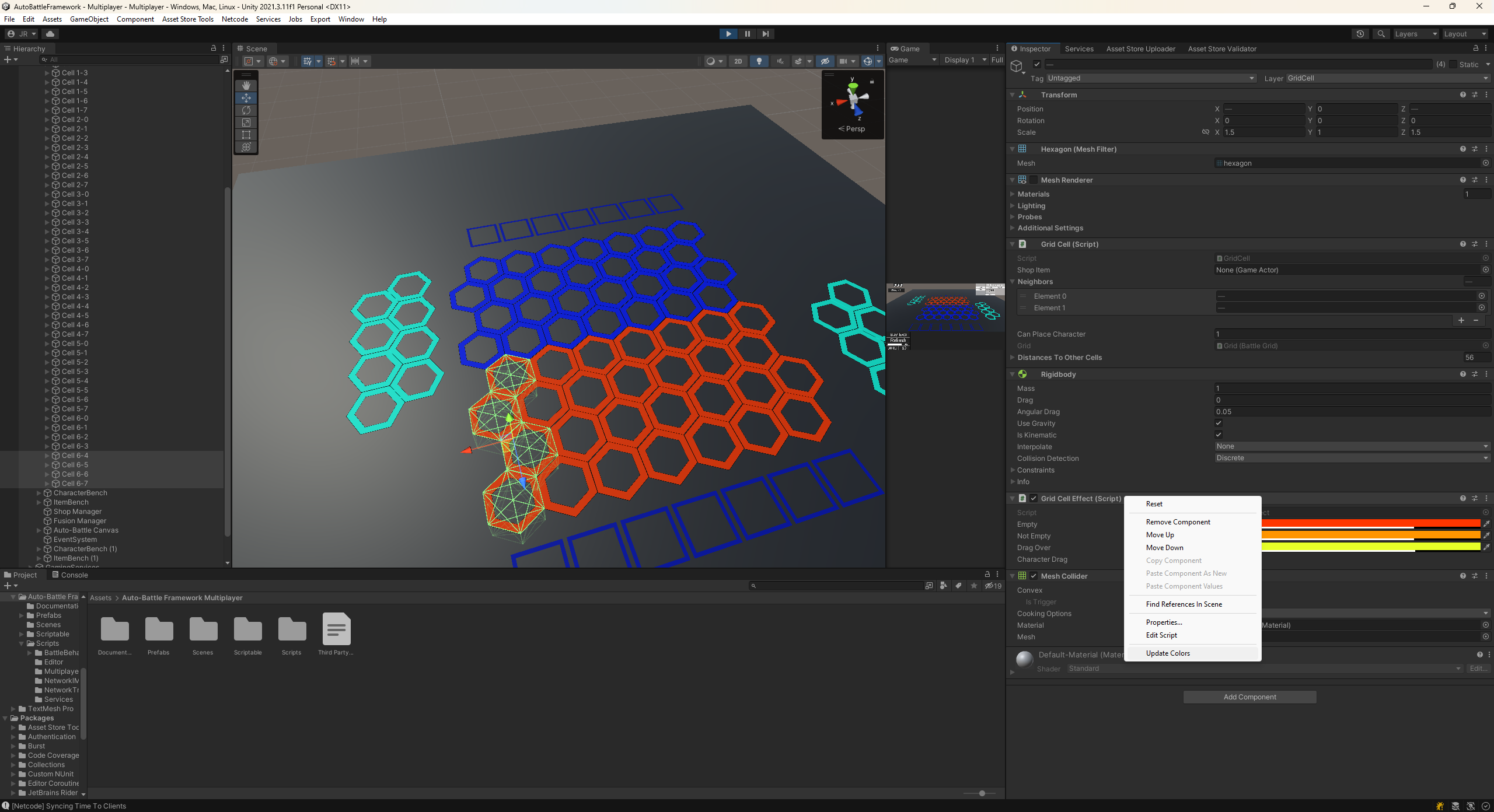 Example of how to assign player and color to cells.