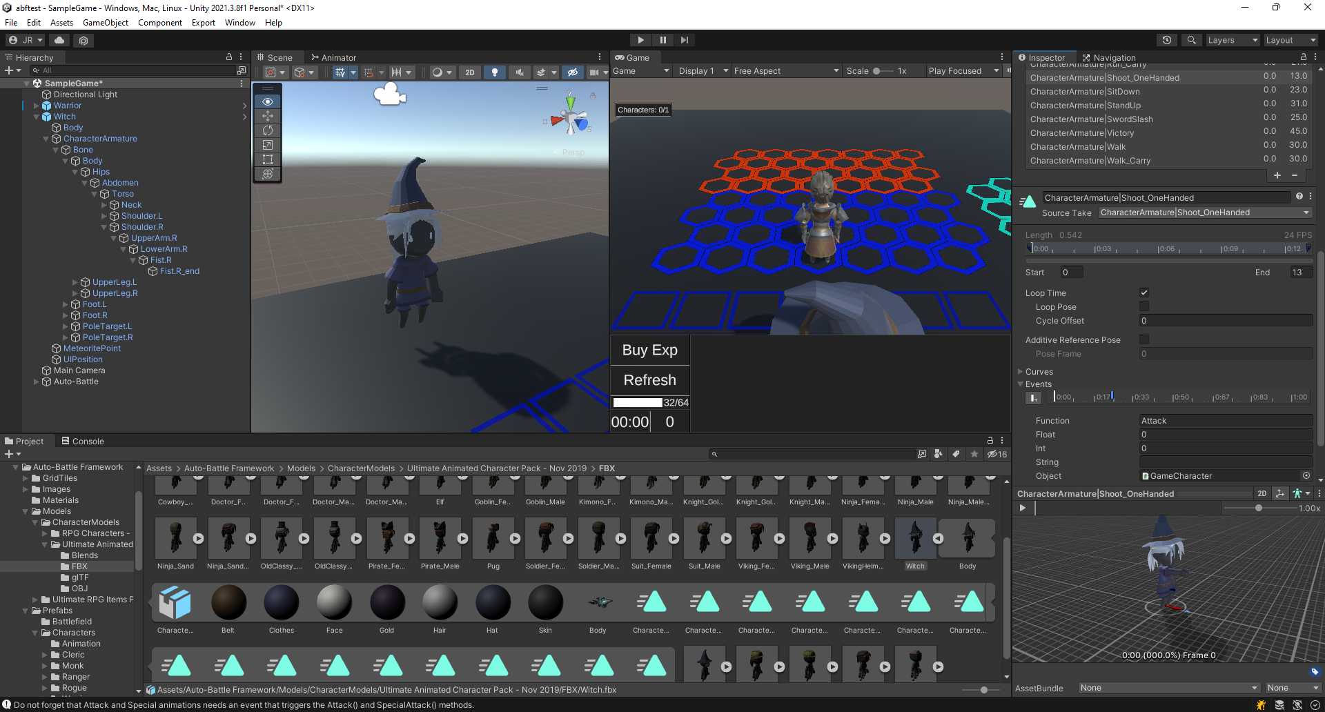 Import Settings of Shoot_OneHanded animation